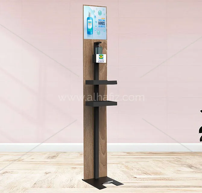 Wooden Sanitizer Floor Stand with Poster Frame