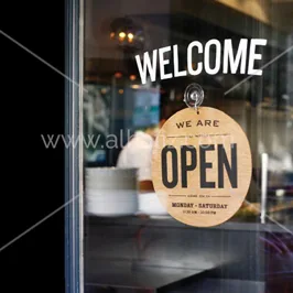 Welcome Open Door Hanging Sign