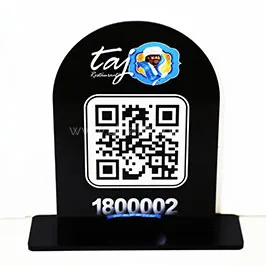 Arched Black QR Code Stand with Logo