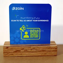 Customer Feedback QR Stand with Wooden Base