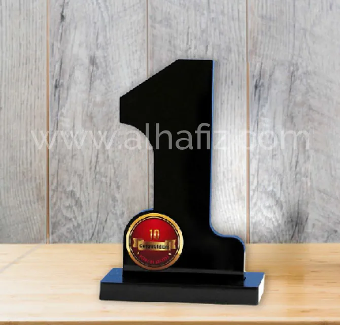 Number 1 Black Acrylic Award with Medal