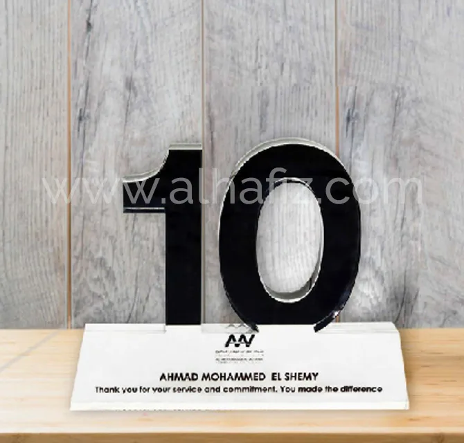 Number 10 Acrylic Service Award