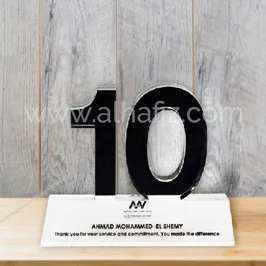 Number 10 Acrylic Service Award