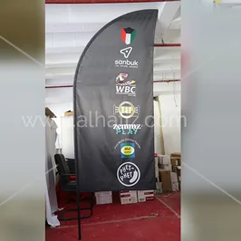 Black Sharkfin Flag with Sponsor Logos Black Sharkfin Flag with Sponsor Logos