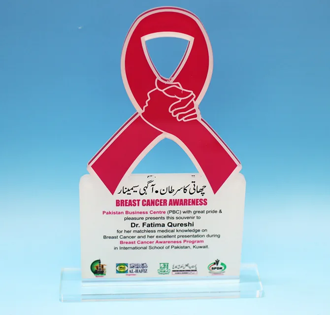 Acrylic Shield - Breast Cancer Awareness