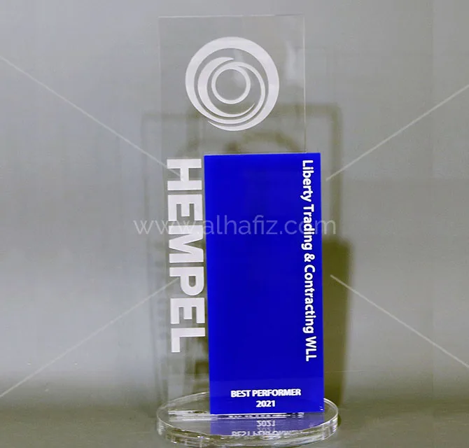 Clear & Blue Acrylic Best Performer Award